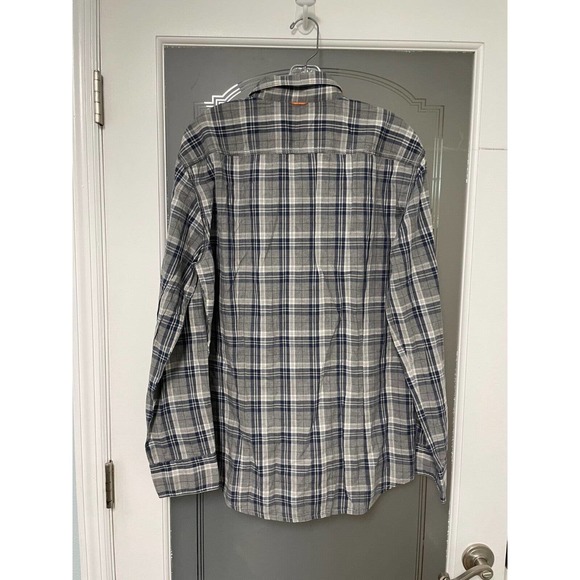 Boss Hugo Boss Shirt Mens XL Gray Button Down Long Sleeve Plaid Career Top - Picture 4 of 7